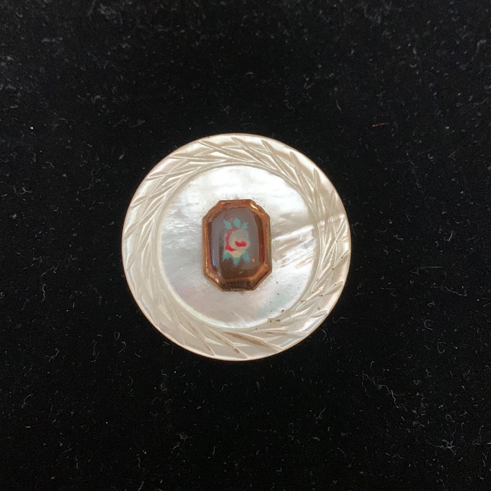 Hand-assembled Upcycled Vintage Button Broach Mother of Pearl